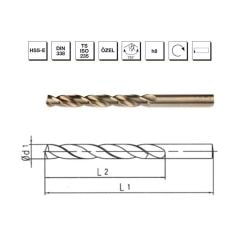 MTE 8 mm HSS-E Altın Seri DIN 338 Silindirik Saplı Kısa Matkap Ucu B00005000800