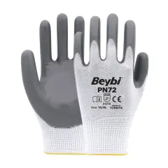 BEYBİ PN72 Naylon Nitril Eldiven Gri