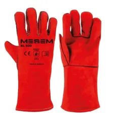 MEŞEM Kaynakçı Deri Eldiven KIRMIZI EL600