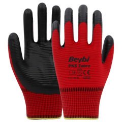Beybi PN5 Zebra Eldiven Kırmızı-Siyah No: 9 1 Koli ( 288 Çift )