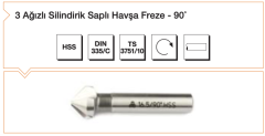 MTE 10,4 mm HSS DIN 335/C 3 Ağızlı Silindirik Saplı Havşa Freze - 90˚ B00313121040