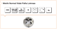 MTE M8 Metrik Normal Vidalı Pafta Lokması B00110020800